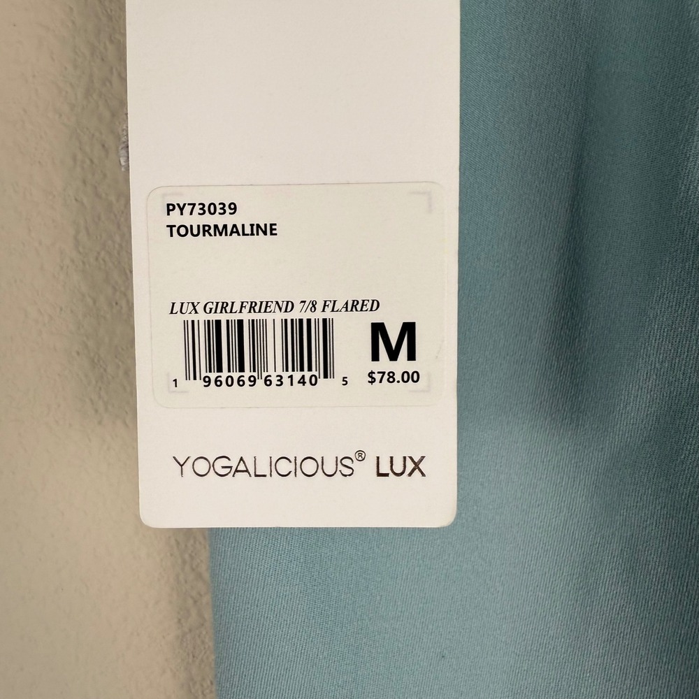 Yogalicious LUX Girlfriend 7/8 Flared Leggings Tourmaline Blue Womens Medium NEW - Picture 3 of 8